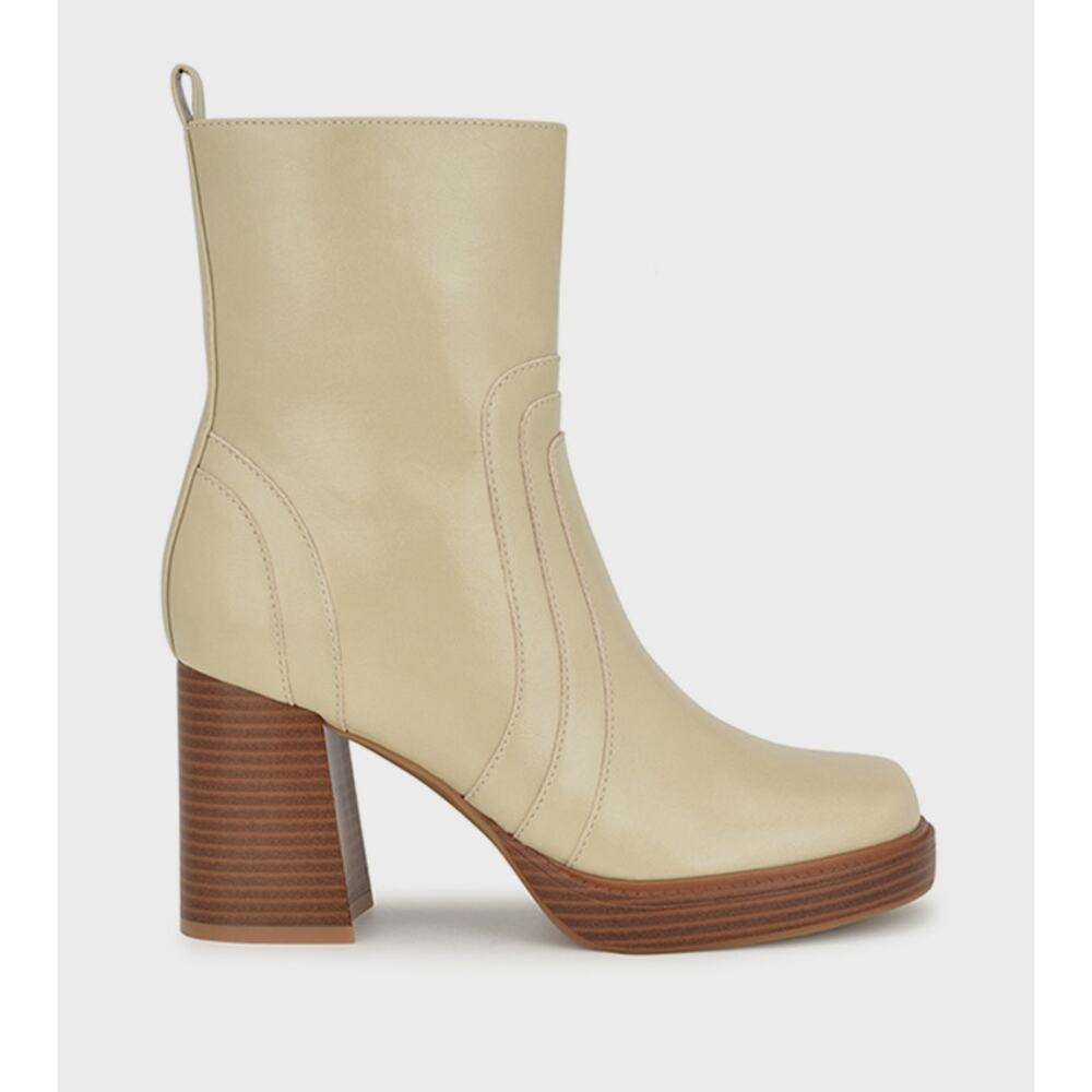 Beige/ Tan Nine West Donad Ankle Boots with Block Heel Size 9 NEW